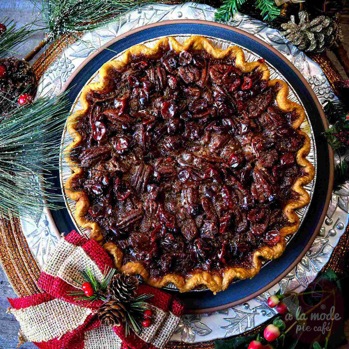 Cranberry Bourbon Pecan Pecan Pie (V)