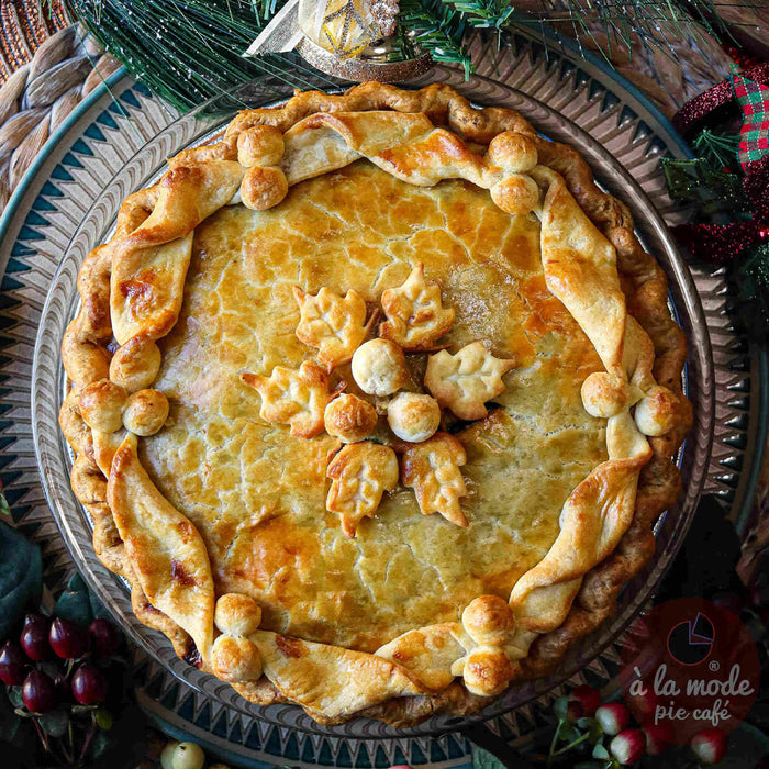 Decorated Holiday Roasted Turkey Pie