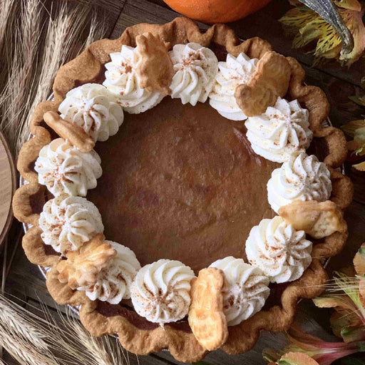 Ultimate Pumpkin Pie with Pie Cookies and Edible Gold Leaves (V)